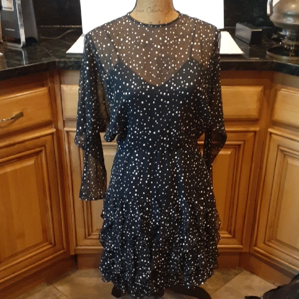 Beautiful Vtg. Black and White Polka Dot Dress. Betsey And Adam